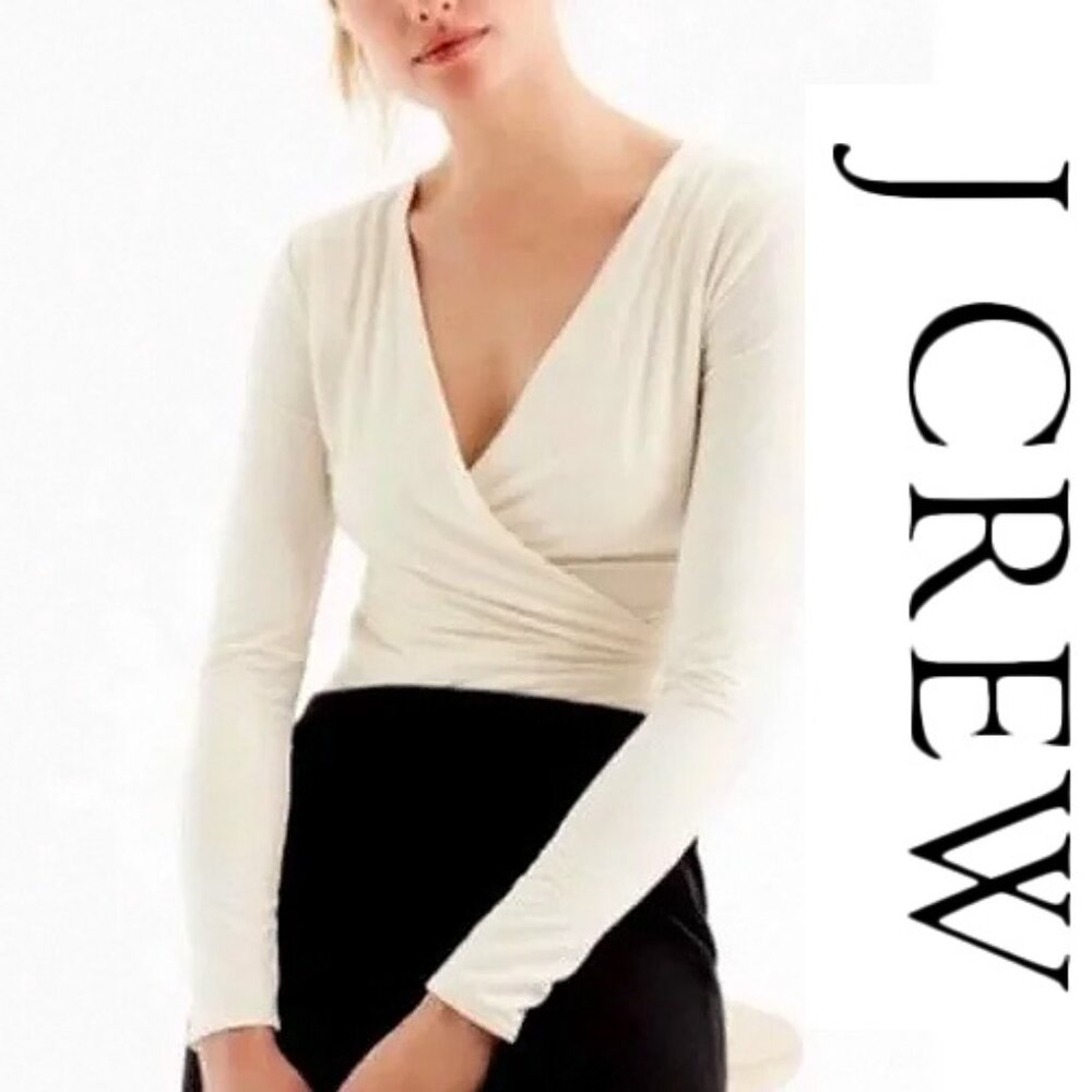 J. Crew Mercantile Cream Velvet Wrap Blouse Small